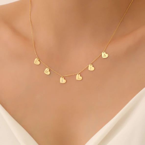 925 Ayar Gümüş Kişiye Özel Sallantılı İsimli Kalp Kolye - CN00358 ürün görseli 1