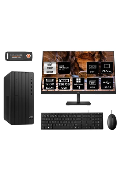 HP PRO TOWER 290 G9 MX1ESD256 i7 13700 12GB RAM 256GB SSD RX550 4GB 21.5" W11P MASAÜSTÜ PC