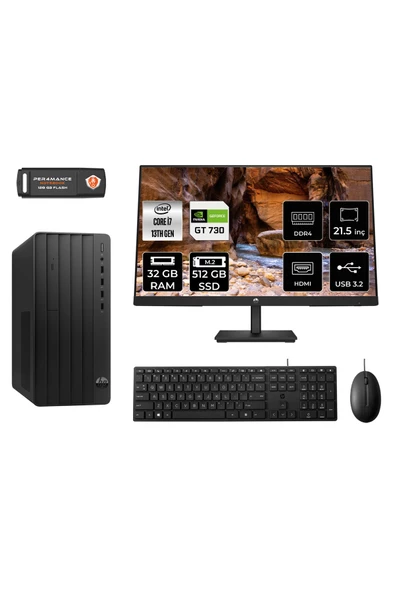 HP PRO TOWER 290 G9 MX1ESD327 i7 13700 32GB RAM 512GB SSD GT730 4GB 21.5" FDOS MASAÜSTÜ PC