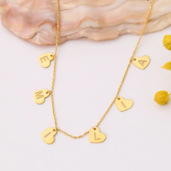 925 Ayar Gümüş Kişiye Özel Sallantılı İsimli Kalp Kolye - CN00358 - Resim 3