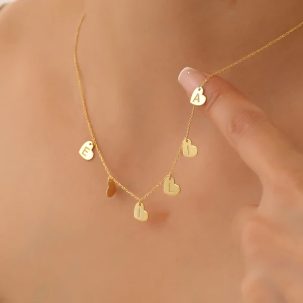 925 Ayar Gümüş Kişiye Özel Sallantılı İsimli Kalp Kolye - CN00358 - Resim 2