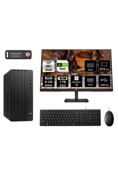 HP PRO TOWER 290 G9 MX1ESD703 i7 13700 8GB RAM 1TB SSD GTX1650 4GB 21.5" W11P MASAÜSTÜ PC ürün görseli