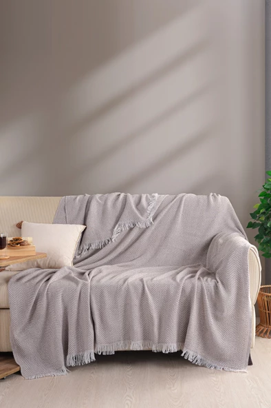 Terry Home Carden Organik Pamuklu Bej Koltuk Örtüsü Desenli 200x230 Cm Kanepe Çekyat Buldan Bezi