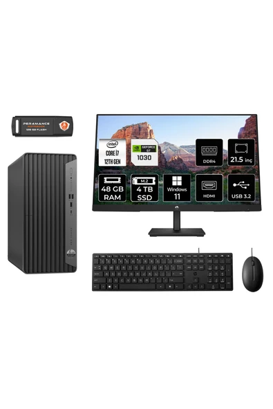 HP PRO TOWER 400 G9 M9EAD595 i7 12700 48GB RAM 4TB SSD GT1030 4GB 21.5" W11P MASAÜSTÜ PC