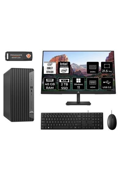 HP PRO TOWER 400 G9 M9EAD089 i7 12700 40GB RAM 2TB SSD 21.5" W11H MASAÜSTÜ PC