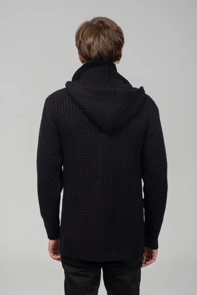 Erkek Kalın Örgülü Kışlık Önü Fermuarlı Ve Fildişi Detaylı Triko Hırka - 10