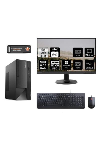 LENOVO Neo 50T M01ATXD052 i3 12100 8GB RAM 512GB SSD 21.5" W11H MASAÜSTÜ PC