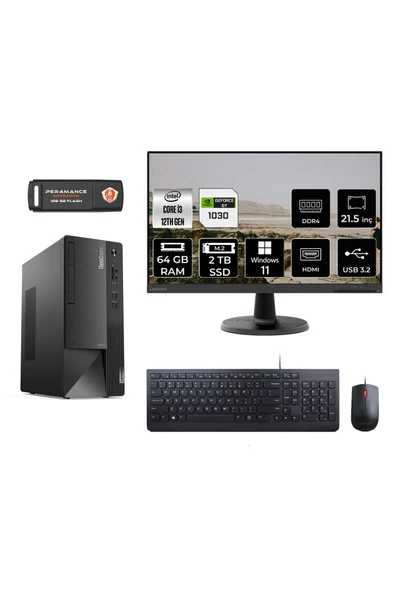 LENOVO Neo 50T M01ATXD549 i3 12100 64GB RAM 2TB SSD GT1030 4GB 21.5" W11H MASAÜSTÜ PC