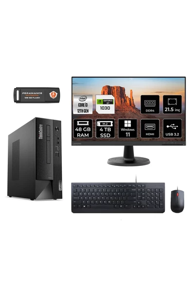 LENOVO Neo 50S M02VTXD545 i3 12100 48GB RAM 4TB SSD GT1030 4GB 21.5" W11H MASAÜSTÜ PC