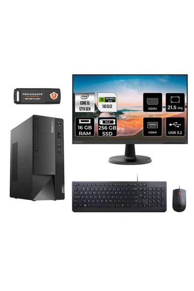 LENOVO Neo 50T M0BJTXD611 i5 12400 16GB RAM 256GB SSD GTX1650 4GB 21.5" FDOS MASAÜSTÜ PC