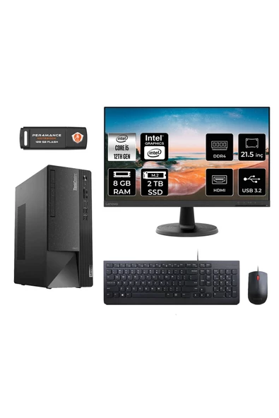 LENOVO Neo 50T M0BJTXD004 i5 12400 8GB RAM 2TB SSD 21.5" FDOS MASAÜSTÜ PC ürün görseli