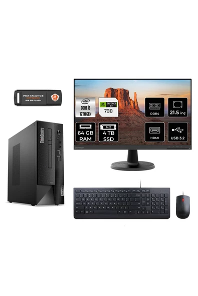 LENOVO Neo 50S M02VTXD350 i3 12100 64GB RAM 4TB SSD GT730 4GB 21.5" FDOS MASAÜSTÜ PC ürün görseli