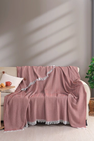 Terry Home Carden Organik Pamuklu Kiremit Koltuk Örtüsü Desenli 200x230 Cm Kanepe Çekyat Buldan Bezi