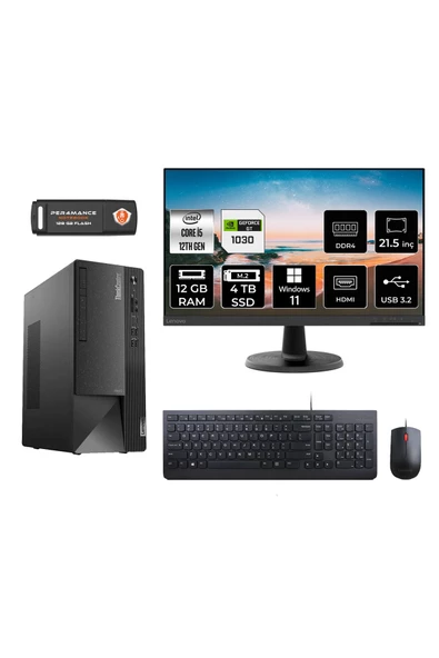 LENOVO Neo 50T M0BJTXD510 i5 12400 12GB RAM 4TB SSD GT1030 4GB 21.5" W11H MASAÜSTÜ PC ürün görseli