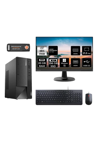 LENOVO Neo 50T M0BJTXD216 i5 12400 20GB RAM 256GB SSD RX550 4GB 21.5" W11H MASAÜSTÜ PC ürün görseli