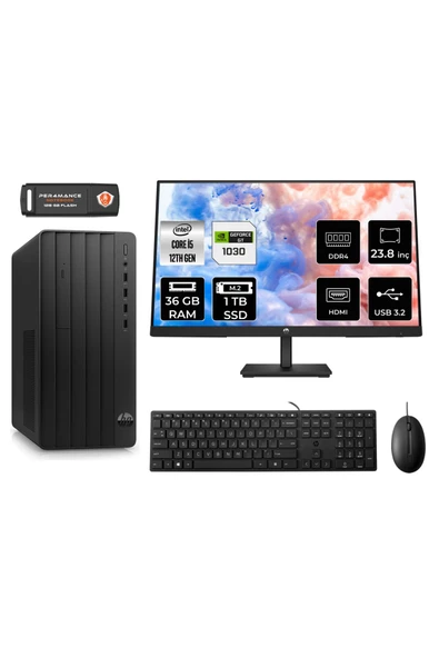 HP PRO TOWER 290 G9 AE6D3A5EAS483 i5 12500 36GB RAM 1TB SSD GT1030 4GB 23.8" FDOS MASAÜSTÜ PC ürün görseli 1