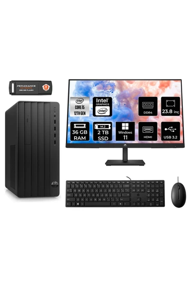 HP PRO TOWER 290 G9 AE6D3A5EAS134 i5 12500 36GB RAM 2TB SSD 23.8" W11P MASAÜSTÜ PC ürün görseli