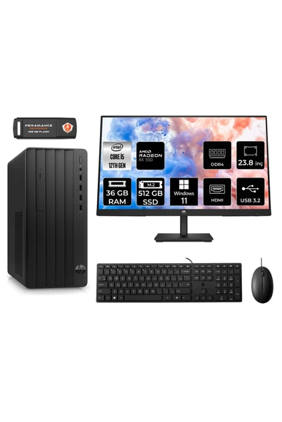 HP PRO TOWER 290 G9 AE6D3A5EAS282 i5 12500 36GB RAM 512GB SSD RX550 4GB 23.8" W11P MASAÜSTÜ PC