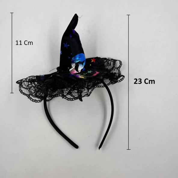 Halloween Mini Cadı Şapkası Taç Tüllü Renkli Model - 2