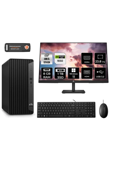 HP PRO TOWER 290 G9 AE8T2W9ESS703 i5 13500 8GB RAM 1TB SSD GTX1650 4GB 23.8" W11P MASAÜSTÜ PC