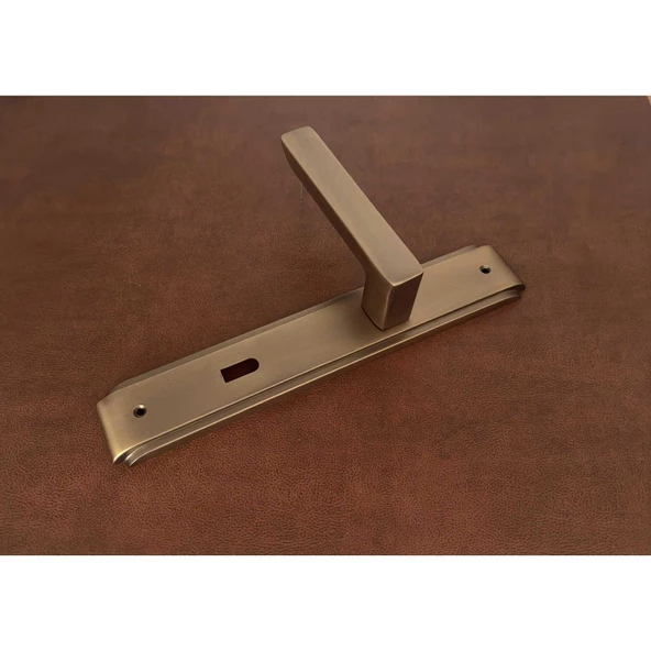 Bella Antik Sarı Lüx Zamak Aynalı Oda Kapı Kolu 1 Takım - Resim 3