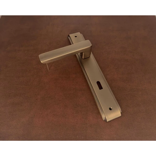 Bella Antik Sarı Lüx Zamak Aynalı Oda Kapı Kolu 1 Takım - Resim 5