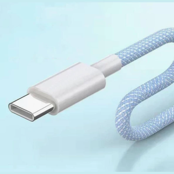 Hızlı Şarj Kablosu 15/15 Pro Type-C to Type-C Hasır Örgü 1 Metre Hızlı Şarj Kablosu - 2