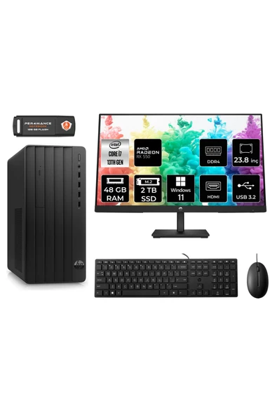 HP PRO TOWER 290 G9 AE8T2X2ESS244 i7 13700 48GB RAM 2TB SSD RX550 4GB 23.8" W11H MASAÜSTÜ PC ürün görseli