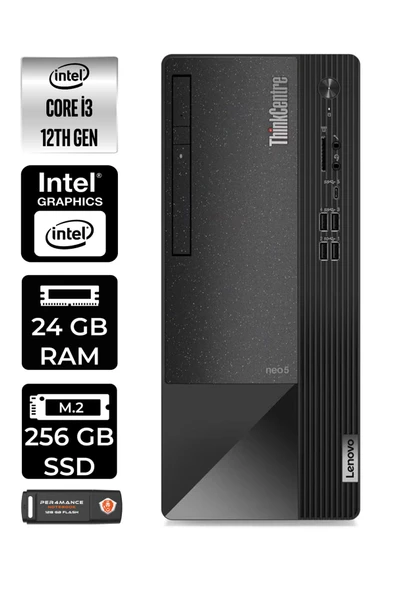 LENOVO Neo 50T 11SC001ATXE021 i3 12100 24GB RAM 256GB SSD FDOS MASAÜSTÜ BİLGİSAYAR ürün görseli 1
