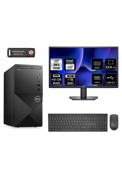 Dell VOSTRO 3910 AE3910S038 i5 12400 40GB RAM 1TB SSD 23.8" FDOS MASAÜSTÜ BİLGİSAYAR ürün görseli