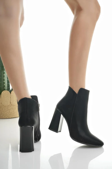Muggo ELODİE Garantili V Kesim Kalın Topuklu Kadın Bot - 7