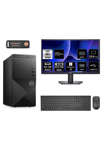 Dell VOSTRO 3910 AE3910S277 i5 12400 32GB RAM 512GB SSD RX550 4GB 23.8" W11P MASAÜSTÜ BİLGİSAYAR ürün görseli