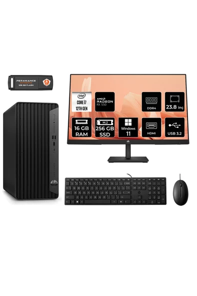 HP PRO TOWER 400 G9 AE6U3M9EAS211 i7 12700 16GB RAM 256GB SSD RX550 4GB 23.8" W11H MASAÜSTÜ PC ürün görseli 1