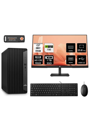 HP PRO TOWER 400 G9 AE6U3M9EAS338 i7 12700 40GB RAM 1TB SSD GT730 4GB 23.8" FDOS MASAÜSTÜ BİLGİSAYAR
