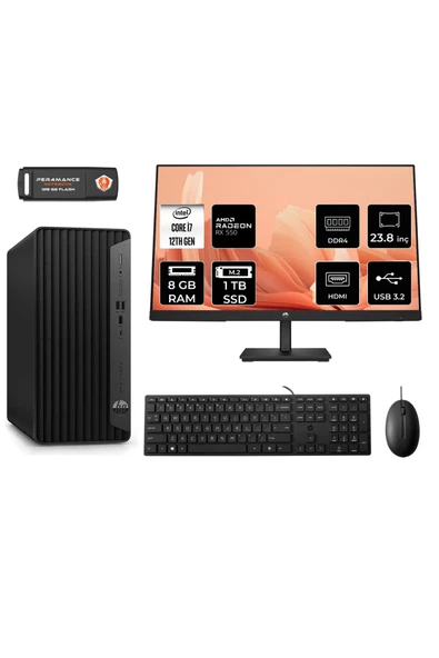 HP PRO TOWER 400 G9 AE6U3M9EAS153 i7 12700 8GB RAM 1TB SSD RX550 4GB 23.8" FDOS MASAÜSTÜ BİLGİSAYAR