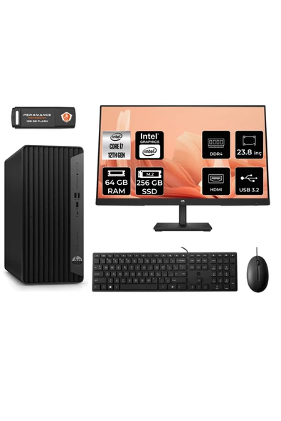 HP PRO TOWER 400 G9 AE6U3M9EAS046 i7 12700 64GB RAM 256GB SSD 23.8" FDOS MASAÜSTÜ BİLGİSAYAR