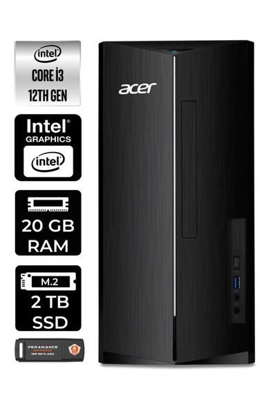 ACER ASPİRE TC1760 EDTBHUEM004069 i3 12100 20GB RAM 2TB SSD W11H MASAÜSTÜ BİLGİSAYAR