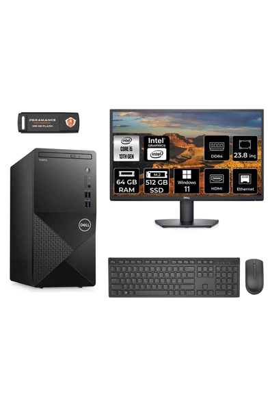 Dell VOSTRO 3020 AE20463020S147 i5 13400 64GB RAM 512GB SSD 23.8" W11P MASAÜSTÜ BİLGİSAYAR ürün görseli