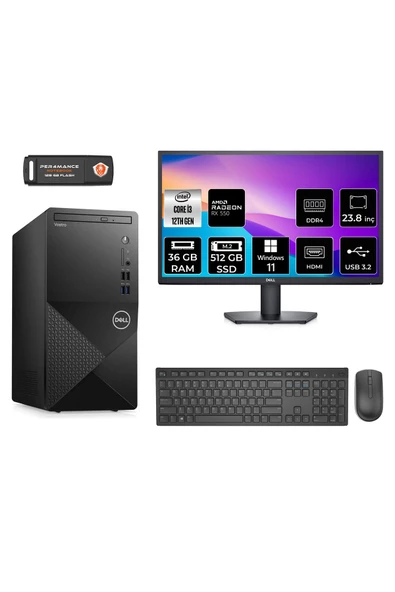 Dell VOSTRO 3910 AEN3910S232 i3 12100 36GB RAM 512GB SSD RX550 4GB 23.8" W11H MASAÜSTÜ BİLGİSAYAR