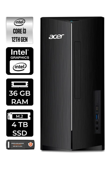 ACER ASPİRE TC1760 EDTBHUEM004035 i3 12100 36GB RAM 4TB SSD FDOS MASAÜSTÜ BİLGİSAYAR