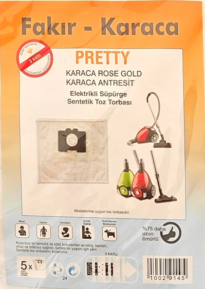 Fakir Karaca pretty süpürge torbası 5li - 2