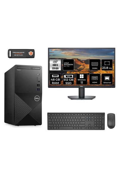 Dell VOSTRO 3020 AE20463020S292 i5 13400 48GB RAM 512GB SSD RX550 4GB 23.8" W11P MASAÜSTÜ BİLGİSAYAR