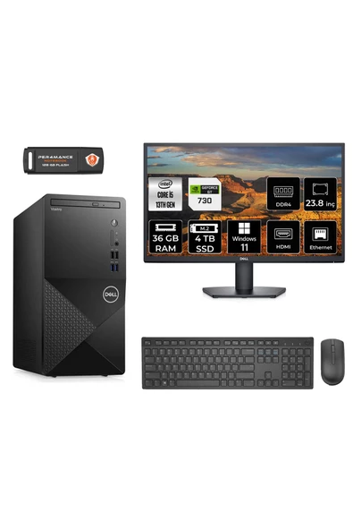 Dell VOSTRO 3020 AE3020S435 i5 13400 36GB RAM 4TB SSD GT730 4GB 23.8" W11P MASAÜSTÜ BİLGİSAYAR