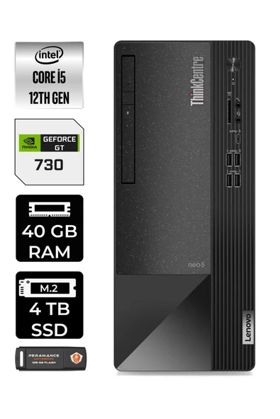 LENOVO Neo 50T i5 12400 40GB RAM 4TB SSD GT730/4GB FDOS 11SE00MJTX MASAÜSTÜ PC & PER4 BELLEK ürün görseli