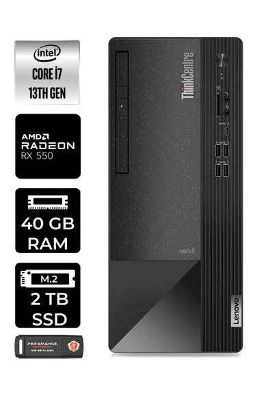 LENOVO Neo 50T 12JD0008TRE239 i7 13700 40GB RAM 2TB SSD RX550 4GB W11H MASAÜSTÜ BİLGİSAYAR ürün görseli