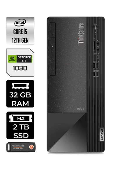 LENOVO Neo 50T 11SE00BJTXE579 i5 12400 32GB RAM 2TB SSD GT1030 W11P MASAÜSTÜ BİLGİSAYAR