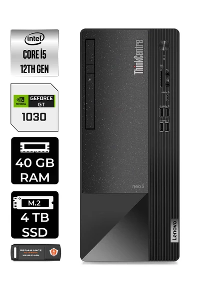 LENOVO Neo 50T 11SE00BJTXE590 i5 12400 40GB RAM 4TB SSD GT1030 W11P MASAÜSTÜ BİLGİSAYAR ürün görseli