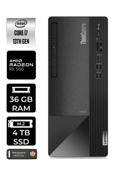 LENOVO Neo 50T 12JD0008TRE285 i7 13700 36GB RAM 4TB SSD RX550 4GB W11P MASAÜSTÜ BİLGİSAYAR ürün görseli