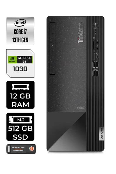 LENOVO Neo 50T 12JD0008TRE557 i7 13700 12GB RAM 512GB SSD GT1030 4GB W11P MASAÜSTÜ BİLGİSAYAR