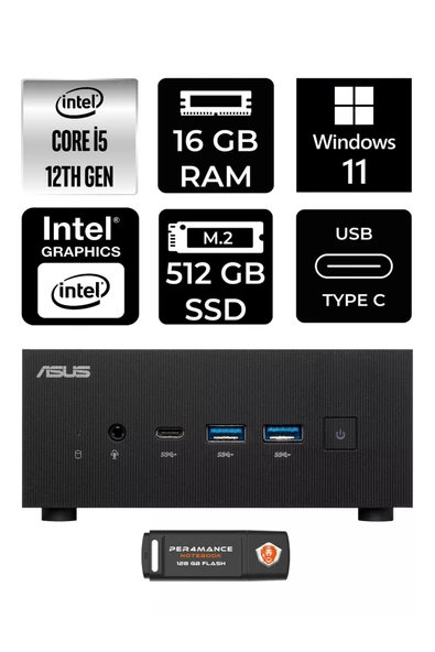 ASUS ExpertCenter PN64 i5-12500H 16GB RAM 512GB SSD W11PRO MİNİ MASAÜSTÜ PC & PER4 BELLEK